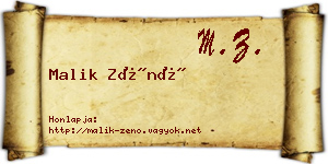 Malik Zénó névjegykártya